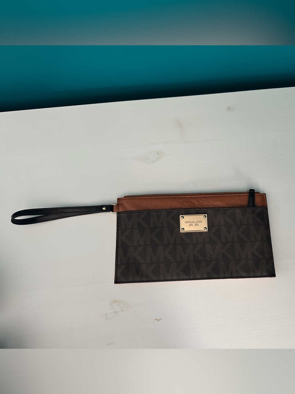 MK logo wristlet.